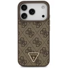 Original dėklas GUESS Leather 4G Triangle Strass MagSafe skirtas Apple iPhone 17 Pro rudos spalvos