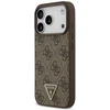 Original dėklas GUESS Leather 4G Triangle Strass MagSafe skirtas Apple iPhone 17 Pro rudos spalvos