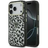 „Guess“ leopardo rašto blizgučių rašto „MagSafe“ dėklas, skirtas „iPhone 17 Pro Max“ – Juodas