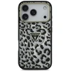 „Guess“ leopardo rašto blizgučių rašto „MagSafe“ dėklas, skirtas „iPhone 17 Pro Max“ – Juodas