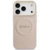 GUESS dėklas, skirtas IPHONE 17 Pro, suderinamas su MagSafe GUHMP17LPSAMSECP (PU su bijūnų karštu antspaudu), rožinis
