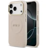 GUESS dėklas, skirtas IPHONE 17 Pro, suderinamas su MagSafe GUHMP17LPSAMSECP (PU su bijūnų karštu antspaudu), rožinis