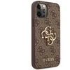 Guess "GUHCP12M4GMGBR PU 4G metalinis logotipo dėklas iPhone 12/12 Pro" rudas