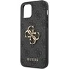 Guess Apple iPhone 12/12 PU 4G metalinis dėklas su logotipu, pilkas