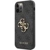 Guess Apple iPhone 12/12 PU 4G metalinis dėklas su logotipu, pilkas
