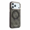 Guess PU 4G Ring Stand MagSafe dėklas skirtas iPhone 18 Pro Max rudos spalvos