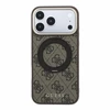 Guess PU 4G Ring Stand MagSafe dėklas skirtas iPhone 18 Pro Max rudos spalvos