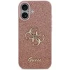 Guess PU Fixed Glitter 4G Metal Logo dėklas skirtas Apple iPhone 17 rožinės spalvos