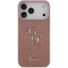 Guess PU Fixed Glitter 4G Metal Logo dėklas skirtas Apple iPhone 17 Pro Max rožinės spalvos