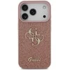 Guess PU Fixed Glitter 4G Metal Logo dėklas skirtas Apple iPhone 17 Pro rožinės spalvos