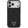 Guess PU odos 4G Strass trikampio logotipo auksinio rėmelio MagSafe dėklas iPhone 18 Pro Max juodos spalvos
