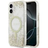 Original dėklas GUESS Resin Bottom Glitter MagSafe skirtas Apple iPhone 17 aukso spalvos