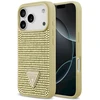 Dėklas Guess Rhinestone Triangle Logo skirtas Apple iPhone 17 Pro aukso spalvos