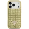 Dėklas Guess Rhinestone Triangle Logo iPhone 17 Pro auksinis
