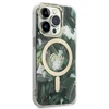 Guess Rinkinys GUBPP14LHJEACSA Dėklas+Įkroviklis Apple iPhone 14 Pro 6,1″ žalias kietas dėklas Jungle MagSafe