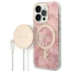 Rinkinys Guess GUBPP14LHJEACSP Case+ Charger Apple iPhone 14 Pro 6,1" dėklas telefonui rožinės spalvos hard case Jungle MagSafe