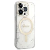 „Guess“ GUBPP14LHMEACSH dėklas + įkroviklis iPhone 14 Pro 6.1" baltas kietas dėklas su marmuru, „MagSafe“