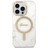 „Guess“ GUBPP14LHMEACSH dėklas + įkroviklis iPhone 14 Pro 6.1" baltas kietas dėklas su marmuru, „MagSafe“