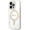 „Guess“ GUBPP14LHMEACSH dėklas + įkroviklis iPhone 14 Pro 6.1" baltas kietas dėklas su marmuru, „MagSafe“