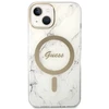 Guess Rinkinys GUBPP14MHMEACSH Dėklas+Įkroviklis Apple iPhone 14 Plus / 15 Plus 6.7″ baltos spalvos kietas dėklas Marble