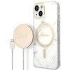 Guess Rinkinys GUBPP14MHMEACSH Dėklas+Įkroviklis Apple iPhone 14 Plus / 15 Plus 6.7″ baltos spalvos kietas dėklas Marble