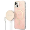 Rinkinys Guess GUBPP14SH4EACSP Case+ Charger iPhone 14 6,1" rožinis/rožinis kietas dėklas 4G Print MagSafe