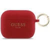 „Guess“ silikoninis blizgučių žiedinis dėklas, skirtas „AirPods Pro 3“ ausinėms – Raudona ir blizgučiai