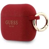 „Guess“ silikoninis blizgučių žiedinis dėklas, skirtas „AirPods Pro 3“ ausinėms – Raudona ir blizgučiai