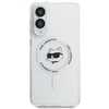 Dėklas Karl Lagerfeld Button Choupette Head Printed Logo MagSafe Samsung Galaxy S25 Edge baltos spalvos