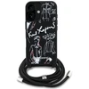 Karl Lagerfeld dėklas, skirtas IPHONE 16 KLHCP16SPGGRMPCK, suderinamas su „MagSafe“ (CRSSBY grūdėtas PU su raštu ir logotipu), juodas