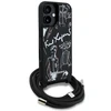 Karl Lagerfeld dėklas, skirtas IPHONE 16 KLHCP16SPGGRMPCK, suderinamas su „MagSafe“ (CRSSBY grūdėtas PU su raštu ir logotipu), juodas