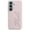 Dėklas Karl Lagerfeld Grained Signature Metal Resin Logo Samsung Galaxy S26 rožinės spalvos