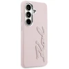 Dėklas Karl Lagerfeld Grained Signature Metal Resin Logo Samsung Galaxy S26 rožinės spalvos