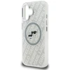 Karl Lagerfeld IML blizgučiais puoštas „Karl & Choupette Heads“ logotipo „MagSafe iPhone 16“ dėklas – pilkas