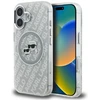 Karl Lagerfeld IML blizgučiais puoštas „Karl & Choupette Heads“ logotipo „MagSafe iPhone 16“ dėklas – pilkas