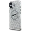 Karl Lagerfeld IML blizgučiais puoštas „Karl & Choupette Heads“ logotipo „MagSafe iPhone 16“ dėklas – pilkas