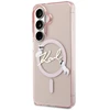 Karl Lagerfeld IML Choupette Karl Script Logo Magnetic dėklas skirtas Samsung Galaxy S26 Rožinė