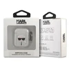 Karl Lagerfeld KLA2UKHGS AirPods dėklas sidabro spalvos Glitter Karl`s Head