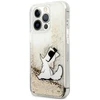 Karl Lagerfeld dėklas, skirtas iPhone 13 Pro Max 6,7 KLHCP13XGCFD auksinis Liquid Glitter Choupette Fun