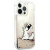 Karl Lagerfeld dėklas, skirtas iPhone 13 Pro Max 6,7 KLHCP13XGCFD auksinis Liquid Glitter Choupette Fun