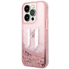 Karl Lagerfeld KLHCP14XLBKLCP iPhone 14 Pro Max 6.7" rožinis / rožinis kietas dėklas su skystais blizgučiais, didelis KL