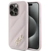 Karl Lagerfeld KLHCP15LPQDSMGP Apple iPhone 15 Pro 6.1″ rožinės spalvos kietas dėklas Diagonal Quilted Script