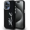 Karl Lagerfeld KLHCP15LSCMSMVK Apple iPhone 15 Pro 6.1″ juodos spalvos kietas dėklas Silicone Metal Script Logo
