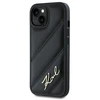 Karl Lagerfeld KLHCP15SPQDSMGK Apple iPhone 15/ 14 / 13 6.1″ juodos spalvos kietas dėklas Diagonal Quilted Script
