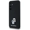 Originalus Karl Lagerfeld kietas silikoninis dėklas Karl&Choupette metalinis segtukas KLHCSA35SMHKCNPK, skirtas Samsung Galaxy A35 juodas