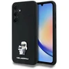 Originalus Karl Lagerfeld kietas silikoninis dėklas Karl&Choupette metalinis segtukas KLHCSA35SMHKCNPK, skirtas Samsung Galaxy A35 juodas