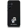 Originalus Karl Lagerfeld kietas silikoninis dėklas Karl&Choupette metalinis segtukas KLHCSA35SMHKCNPK, skirtas Samsung Galaxy A35 juodas