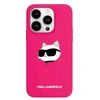 Apple iPhone 15 Pro Karl Lagerfeld dėklas Silicone Choupette Head MagSafe (KLHMP15LSCHPPLF) rožinės spalvos