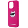 Apple iPhone 15 Pro Karl Lagerfeld dėklas Silicone Choupette Head MagSafe (KLHMP15LSCHPPLF) rožinės spalvos