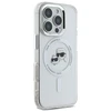 Karl Lagerfeld KLHMP16LHLSKCH Apple iPhone 16 Pro 6.3″ baltos spalvos kietas dėklas IML Metal Karl&Choupette Head M